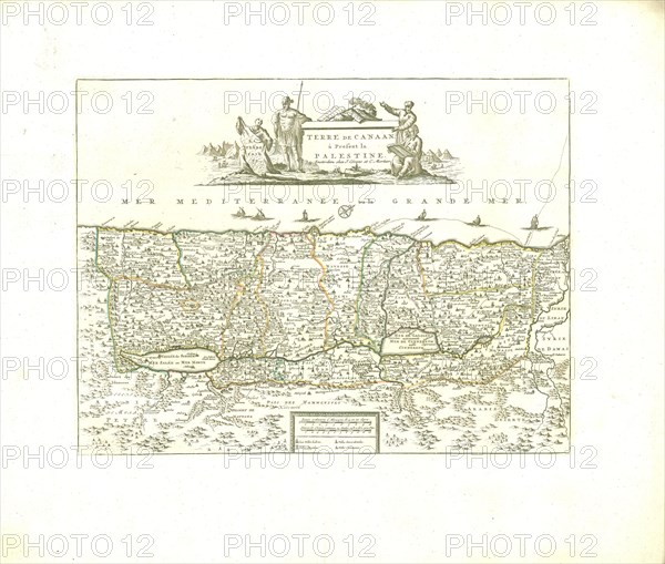 Map, Terre de Canaan, à present la Palestine, Copperplate print