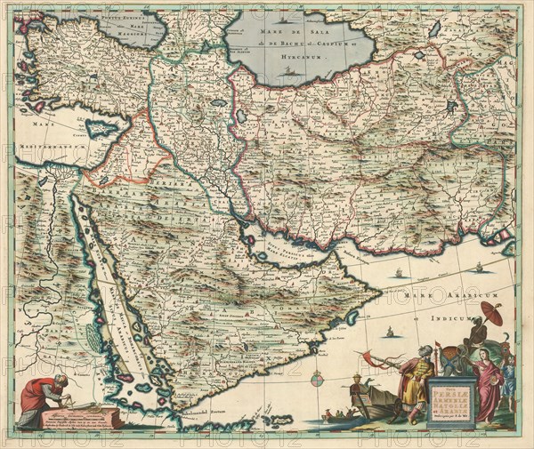 Map, Nova Persiae Armeniae Natoliae et Arabiae descriptio, Frederick de Wit (1630-1706), Copperplate print