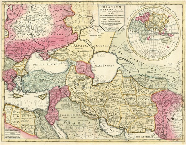 Map, Theatrum historicum ad annum Christi quadringentesimum, Guillaume Delisle (1675-1726), Copperplate print