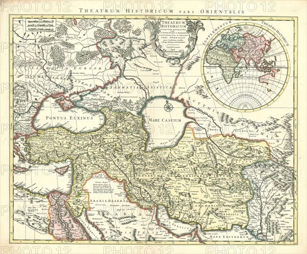 Map, Theatrum historicum ad annum Christi quadrigentesimum in quo tum Imperii Romani tum Barbarorum circumincolentium status ab oculus ponitur, Guillaume Delisle (1675-1726), Copperplate print