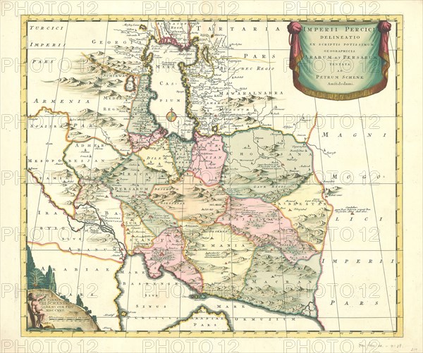 Map, Imperii Percici delineatio, Peter Schenk (fl.1984), Copperplate print