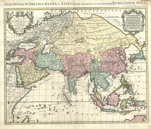 Map, L'Asie diuisée en ses empires, royaumes, et estats, Hubert Jaillot (1632-1712), Copperplate print