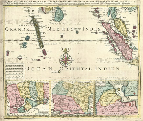 Map, 3 Partie de la nouvelle grande carte des Indes Orientales, Habile connoisseur Un, Copperplate print