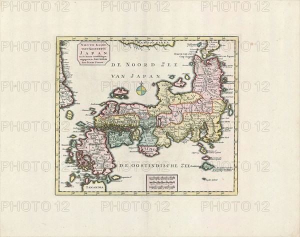 Map, Nieuwe kaart van 't Keizerryk Japan, na de nieuste ontdekkingen, Copperplate print