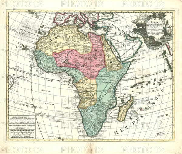 Map, L' Afrique, Guillaume Delisle (1675-1726), Copperplate print