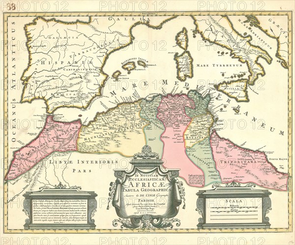 Map, In notitiam ecclesiasticam Africae tabula geographica, Guillaume Delisle (1675-1726), Copperplate print