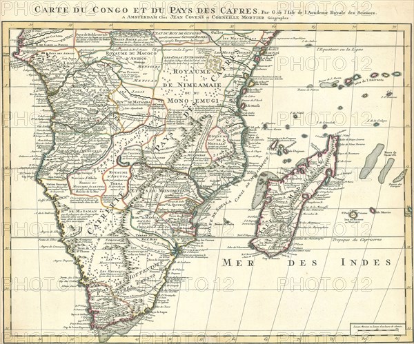 Map, Carte du Congo et du pays des cafres, Guillaume Delisle (1675-1726), Copperplate print
