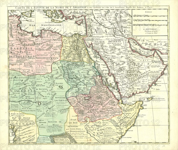 Map, Carte de l'Egypte de la Nubie de l'Abissinie &c., Guillaume Delisle (1675-1726), Copperplate print