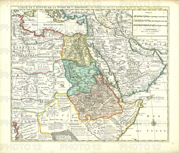 Map, Carte de l'Egypte de la Nubie de l'Abissinie &c., Guillaume Delisle (1675-1726), Copperplate print