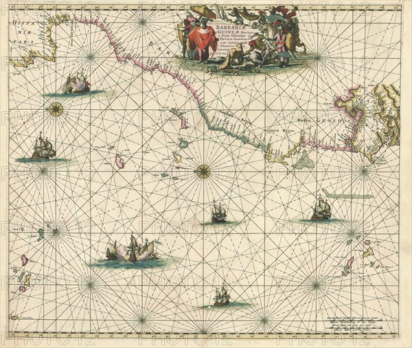 Map, Barbariae et Guineae Maritimi à Freto Gibraltar ad fluvium Gambiae cum insulis Salsis, Flandricis et Canaricis, Copperplate print