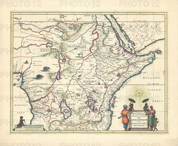 Map, Æthiopia superior vel interior; vulgo Abissinorum sive presbiteri Ioannis Imperium, Copperplate print