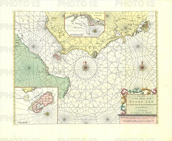 Map, Caarte van het inkomen van de Roode Zee van Aden door de Straat Babelmandel tot aan Mocha, Copperplate print