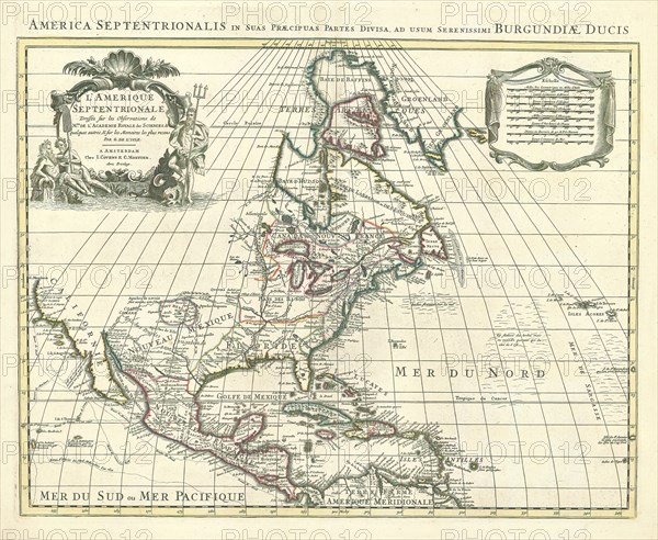 Map, L'Amerique septentrionale, Guillaume Delisle (1675-1726), Copperplate print