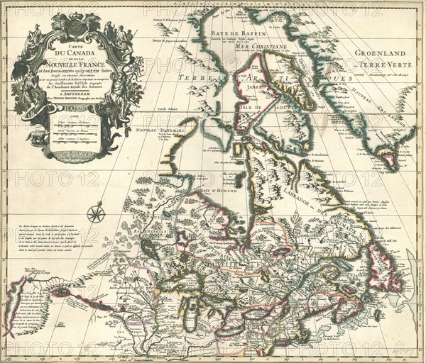 Map, Carte du Canada, Guillaume Delisle (1675-1726), Copperplate print