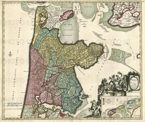 Map, Hollandiae Septentrionalis & Frisiae Occidentalis accuratissima delineatio, Joachim Ottens (1663-1719), Copperplate print