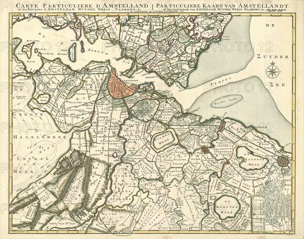 Map, Carte particuliere d'Amstelland, ou Les environs d'Amsteldam, Muyden, Weesp, Naarden &c. =, Johannes Condet (1711-1781), Copperplate print
