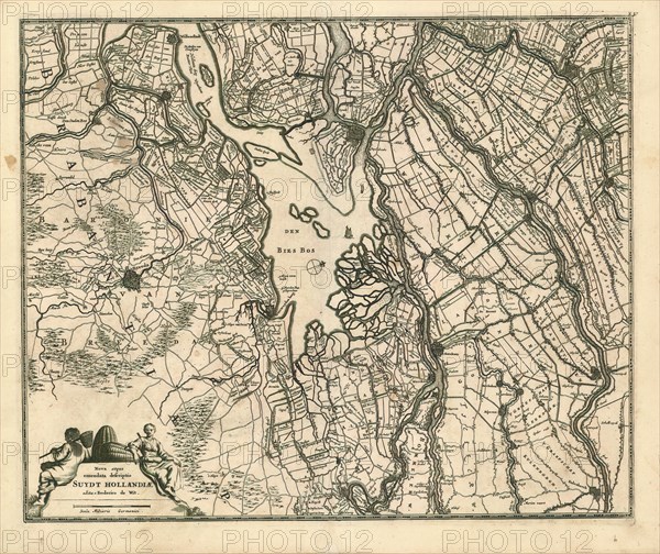 Map, Nova atque emendata descriptio Suydt Hollandiae, Frederick de Wit (1630-1706), Copperplate print