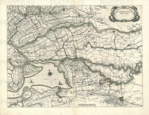 Map, Zvydhollandia stricte sumta, Willem Jansz Blaeu (1571-1638), Copperplate print