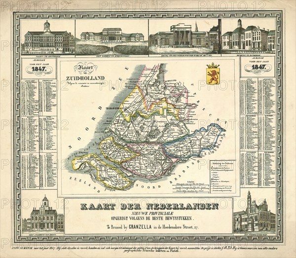 Map, Kaart van Zuid-Holland, Copperplate print