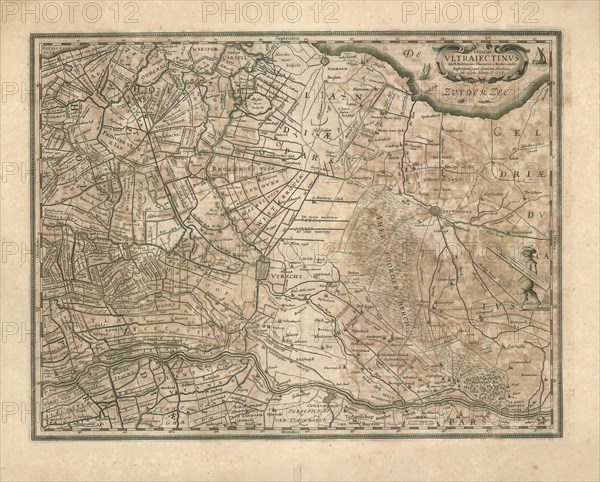 Map, Episcop Vltraiectinvs, Balthasar Florisz. van Berckenrode (c. 1591-1646), Copperplate print