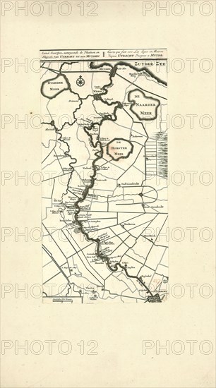 Map, Land-kaartjen, aanwysende de plaatsen en huysen van Utrecht tot aan Muyden =, Copperplate print