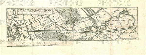 Map, Nieuwe en nette aftekening vande door gravinge die er staat te geschieden beginnende van de stadt Utrecht tot aan Spakenborg in de Zuyder Zee met des zelfs afbakinge &c, Copperplate print