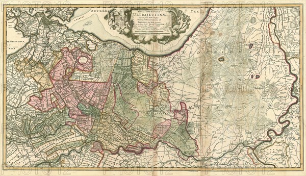 Map, Tabula nova provinciae Ultrajectinae, Bernardus du Roy, Copperplate print
