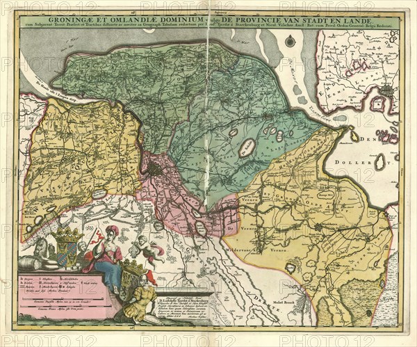 Map, Groningae et Omlandiae Dominium vulgo De Provincie van Stadt en Lande, cum subjacent. Territ. Praefect. et Tractibus, Ludolf Tjarda van Starckenborgh (17th century), Copperplate print