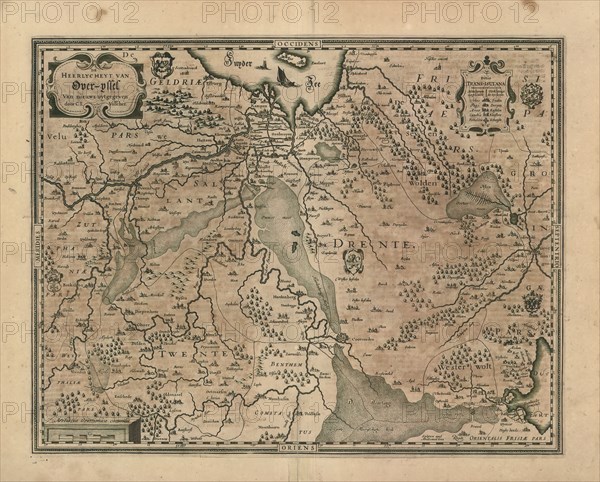 Map, De Heerlycheyt van Over-yssel, Claes Jansz. Visscher (1586/1587-1652), Copperplate print