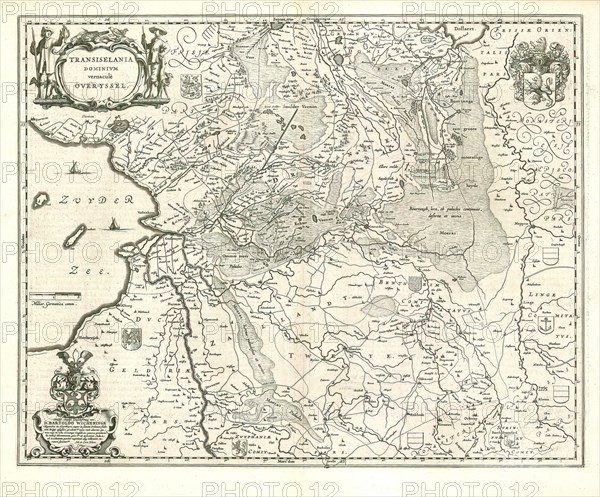 Map, Transiselania dominivm vernaculè Over-Yssel, Joan Blaeu (1598/99-1673), Copperplate print