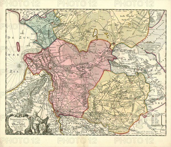 Map, Transisalania Provincia, vulgo Over-yssel, Nicolaas ten Have (fl. 1652), Copperplate print