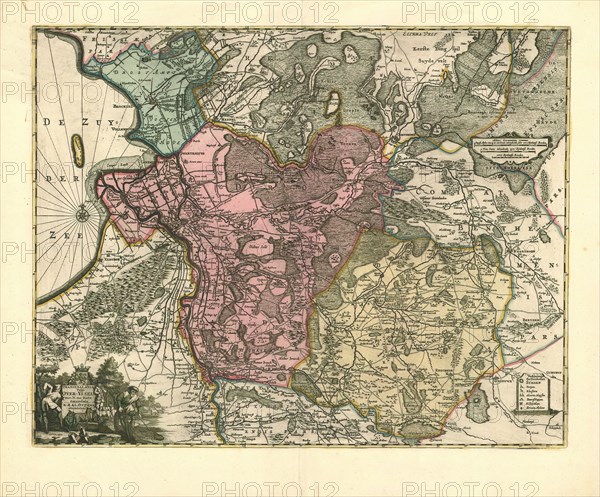 Map, Transisalania vulgo Over-Yssel, Nicolaas ten Have (fl. 1652), Copperplate print