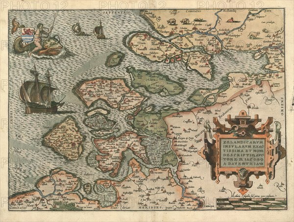 Map, Zelandicarvm insvlarvm exactissima et nova descriptio, Jacob van Deventer (c. 1505-1575), Copperplate print