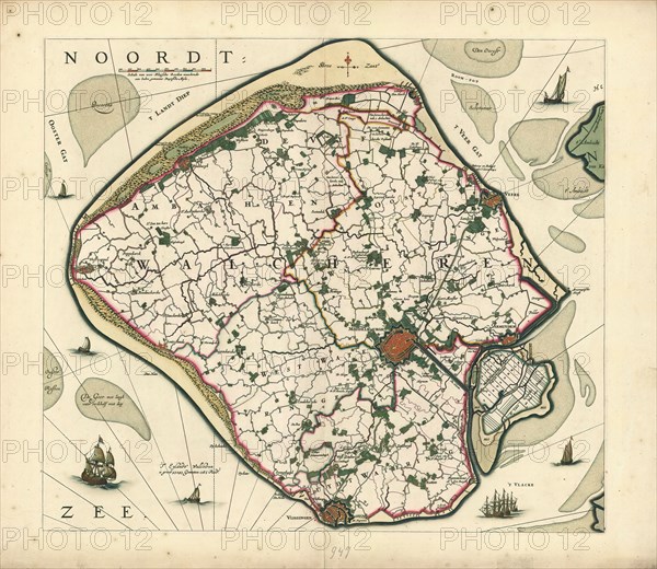 Map, [Walcheren, Claes Jansz. Visscher (1586/1587-1652), Copperplate print