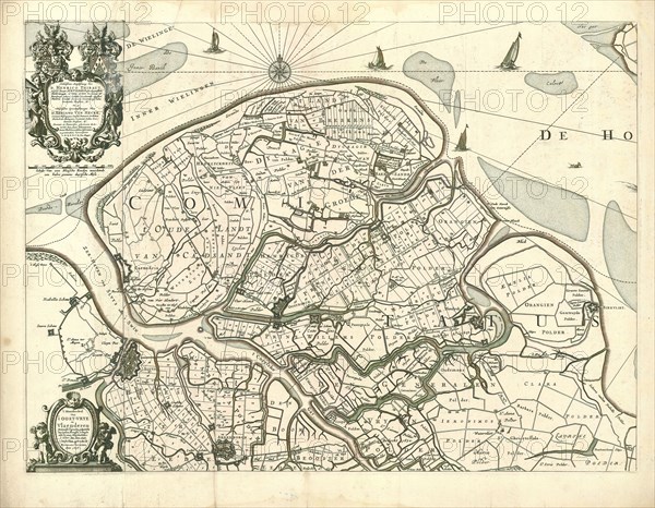 Map, t Meerderdeel van 't Oost-vrye in Vlaenderen, Jacob Mogge (c. 1613-1669), Copperplate print