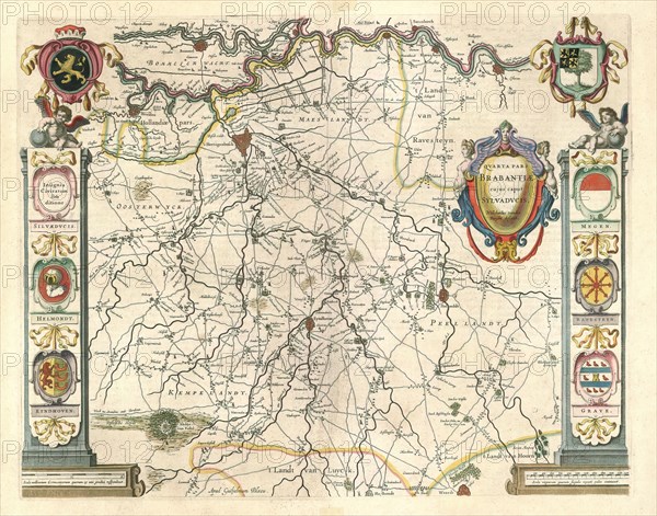 Map, Qvarta pars Brabantiae cujus caput Sylvadvcis, Willebordus vander Burght, Copperplate print