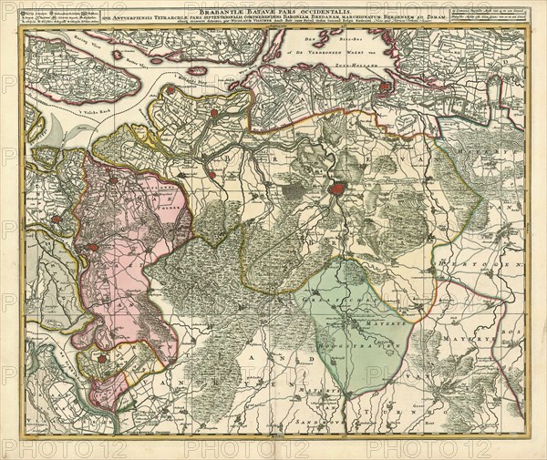 Map, Brabantiae Batavae pars occidentalis, sive Antverpiensis tetrarchiae pars septentrionalis, Nicolaes Jansz. Visscher (1649-1702), Copperplate print