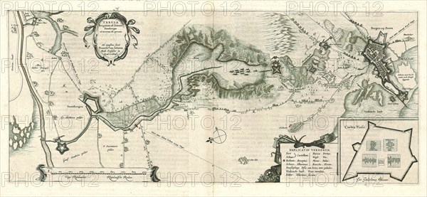 Map, Tabvla Bergarum ad Zomam Stenbergae et novorum ibi operum, Frans van Schooten (1581-1645), Copperplate print