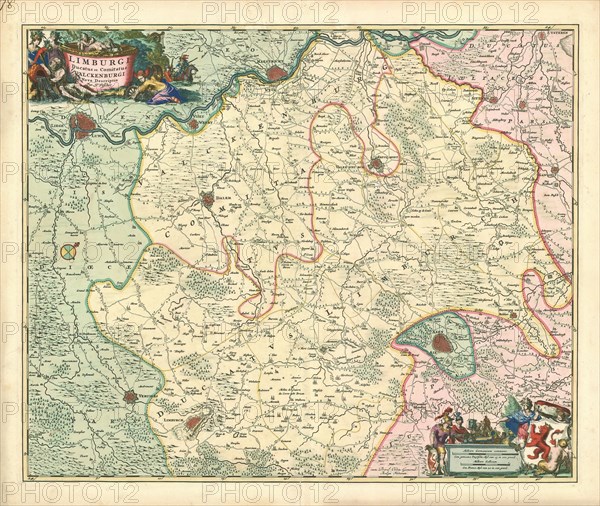 Map, Limburgi ducatus et comitatus Valckenburgi nova descriptio, Nicolaes Jansz. Visscher (1649-1702), Copperplate print