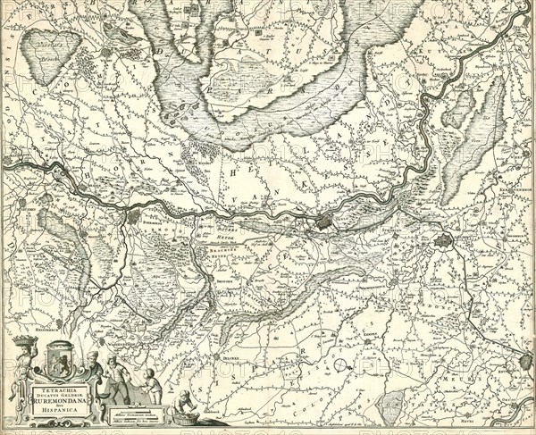 Map, Tetrachia ducatus Geldriae Ruremondana sive Hispanica, Copperplate print