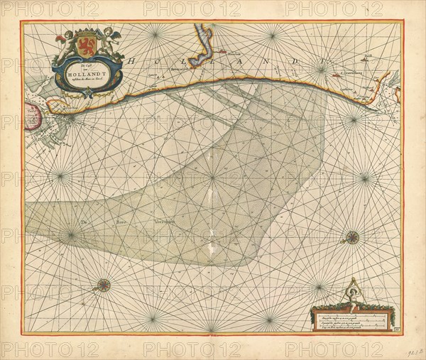 Map, De cust van Hollandt tusschen de Maes en Texel, Copperplate print