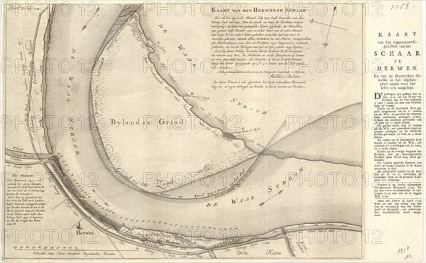 Map, Kaart van het Herwense schaar zoo als het zig in de maand july 1753 heeft bevonden met den inlaag-dyk van 1752 ..., Melchior Bolstra (1704-1779), Copperplate print