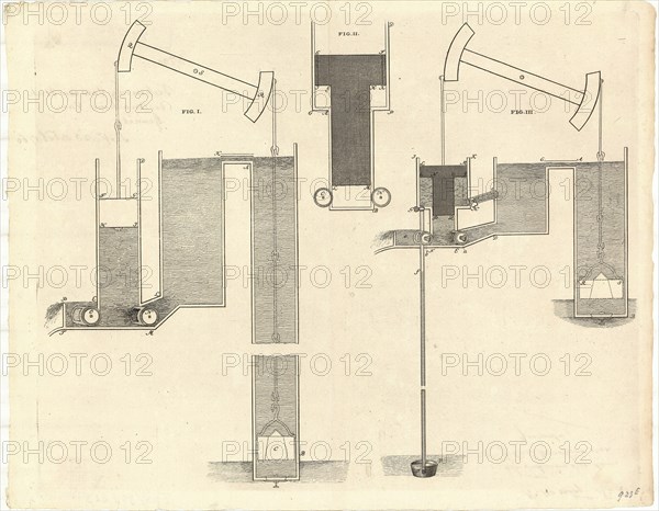 Map, van een wateropwerkmachine?, Claude Leopold Genneté (1706-1782), Copperplate print