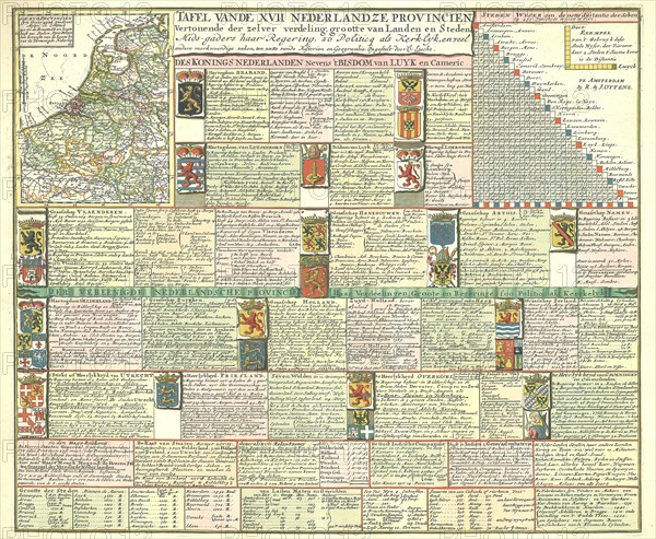 Map, Tafel vande XVII Nederlandze provincien, C. Specht (fl. 1695-1726), Copperplate print