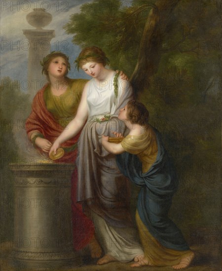 Young Women on a Sacrificial Altar, c. 1790-1794, oil on canvas, 99 x 81.5 cm, unsigned, Andries Cornelis Lens, Antwerpen 1739–1822 Brüssel