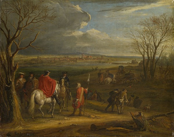 Louis XIV. Taking Dole, oil on canvas, 65.5 x 82 cm, unmarked, Adam Frans van der Meulen, (Alte Kopie nach / old copy after), Brüssel 1632–1690 Paris