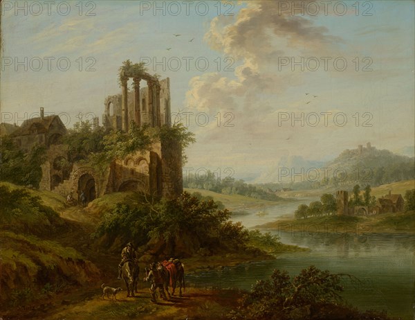 Landscape with Temple Ruins, oil on canvas, 30.5 x 40 cm, unsigned, Christian Georg Schütz d. Ä., (?), Flörsheim a. M. 1718–1791 Frankfurt a. M.