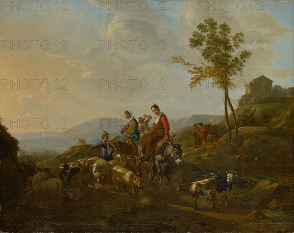 Landscape with shepherds, 1649, oil on canvas, 74.5 x 93.5 cm, signed and dated lower left: J. ossenbeecq, 1649, Jan van Ossenbeck, Rotterdam 1624–1674 Wien