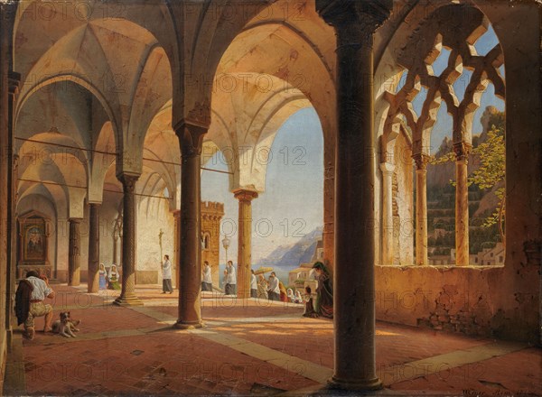 Vestibule of the Amalfi Cathedral, 1844, oil on canvas, 42 x 57 cm, signed, inscribed and dated lower right: WMeyer [WM ligiert]., Rome 1844., Wilhelm Meyer, Zürich 1806–1848 Zürich