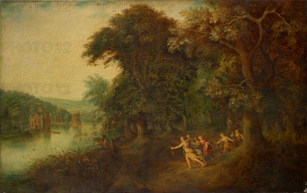 Landscape with Diana Hunt, oil on canvas, 60 x 93.5 cm, unsigned, Alexander Keirincx, (Art (?) / style of (?)), Antwerpen 1600–1652 Amsterdam